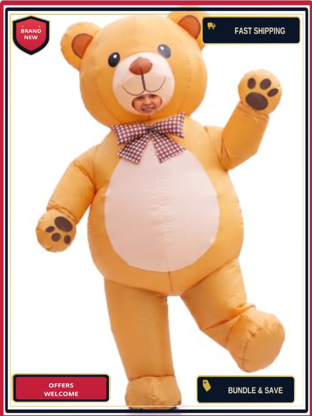 Adult Inflatable Teddy Bear Mascot Costume Halloween Full Size Polyester